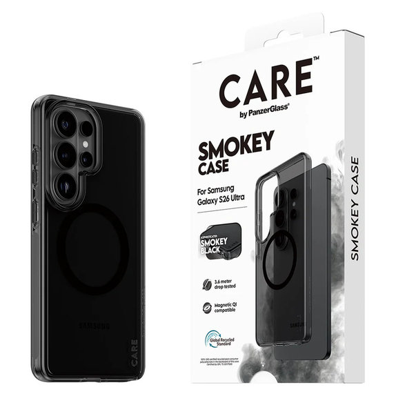 Puzdro Smokey s čiernym QI pre Samsung Galaxy S26 Ultra, Čierna, PanzerGlass