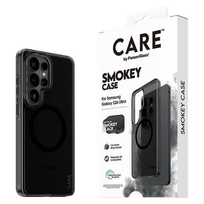 Puzdro Smokey s čiernym QI pre Samsung Galaxy S26 Ultra, Čierna, PanzerGlass