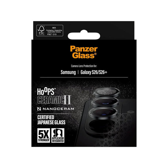 Ochranný kryt objektívu Hoops Ceramic II pre Samsung S26/S26+, Čierna, PanzerGlass