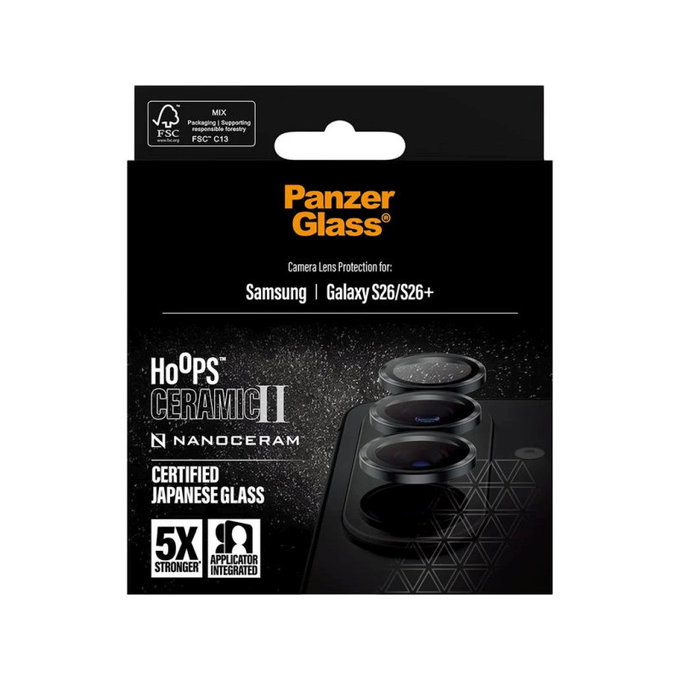 Ochranný kryt objektívu Hoops Ceramic II pre Samsung S26/S26+, Čierna, PanzerGlass