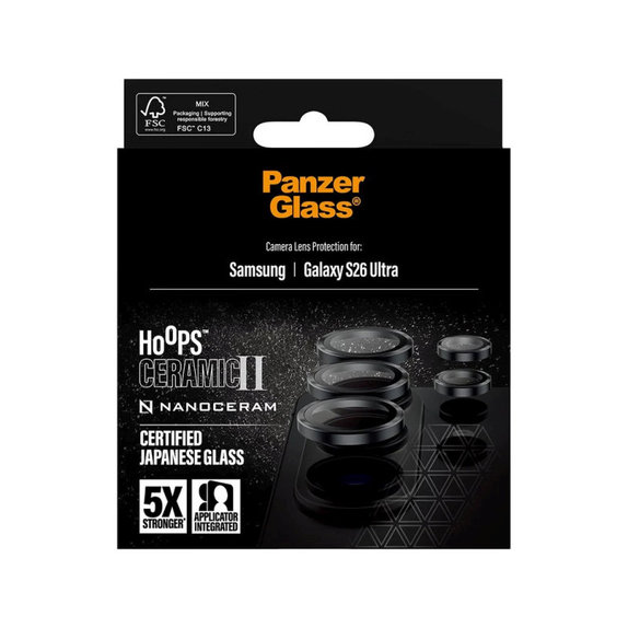 Ochranný kryt objektívu Hoops Ceramic II pre Samsung S26 Ultra, Čierna, PanzerGlass