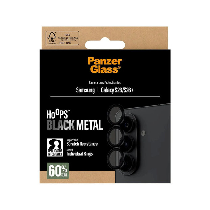 Ochranný kryt objektívu Hoops pre Samsung S26/S26+, Čierna, PanzerGlass