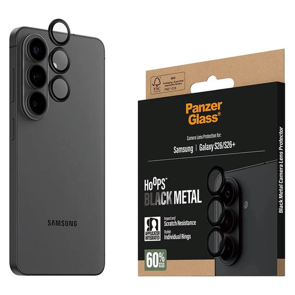 Ochranný kryt objektívu Hoops pre Samsung S26/S26+, Čierna, PanzerGlass