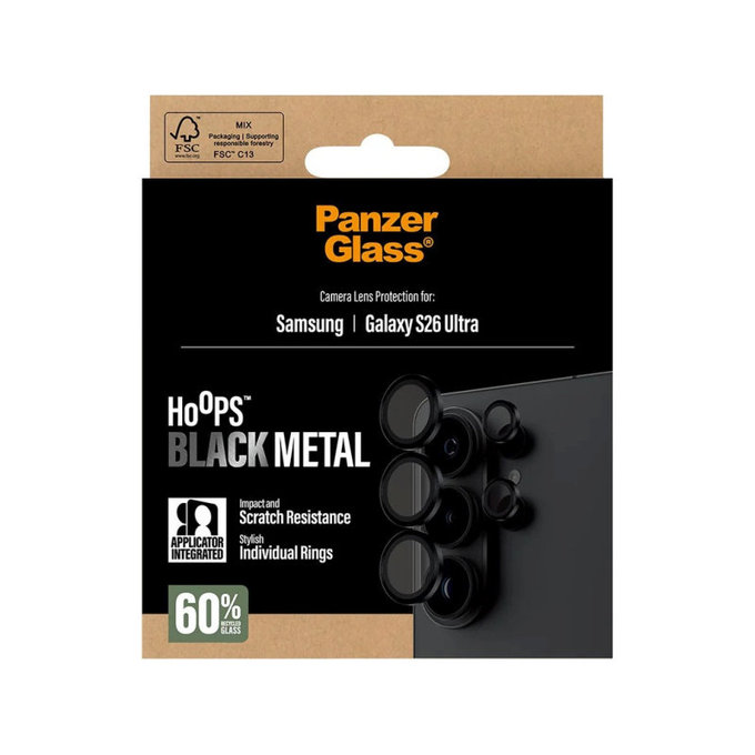 Ochranný kryt objektívu Hoops pre Samsung S26 Ultra, Čierna, PanzerGlass