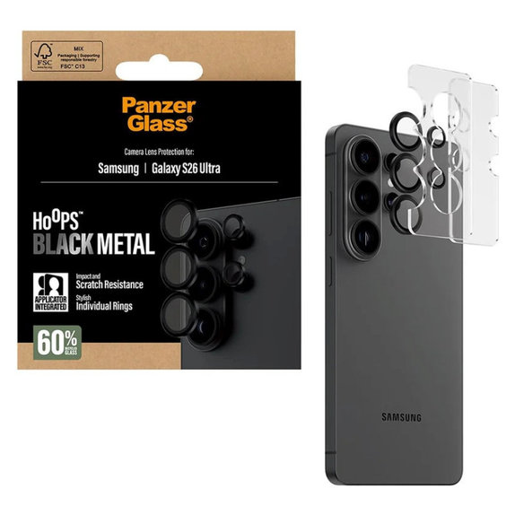 Ochranný kryt objektívu Hoops pre Samsung S26 Ultra, Čierna, PanzerGlass