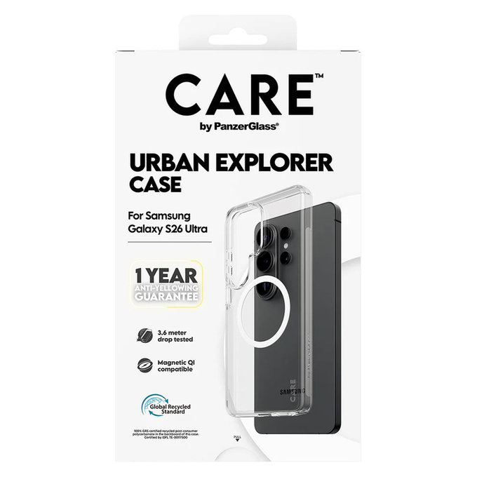 Puzdro Urban Explorer s bielym QI pre Samsung Galaxy S26 Ultra, Transparentná, PanzerGlass