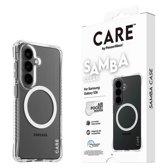 Puzdro Samba s bielym QI pre Samsung Galaxy S26, Transparentná, PanzerGlass
