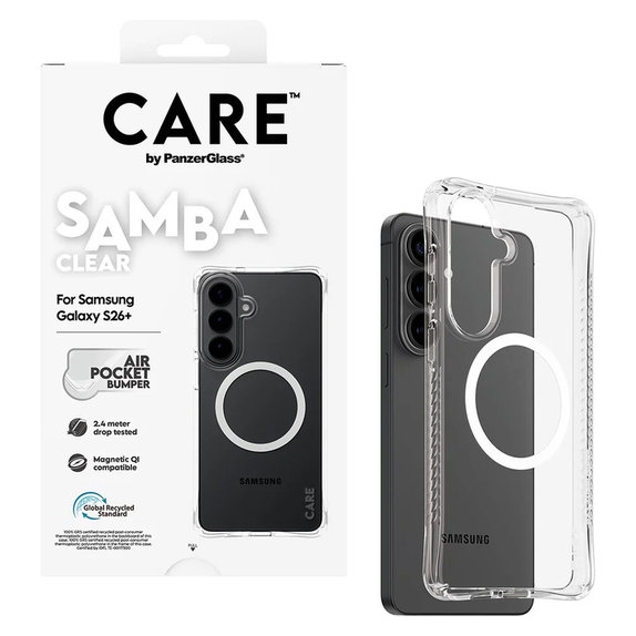 Puzdro Samba s bielym QI pre Samsung Galaxy S26+, Transparentná, PanzerGlass