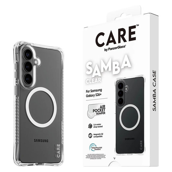 Puzdro Samba s bielym QI pre Samsung Galaxy S26+, Transparentná, PanzerGlass