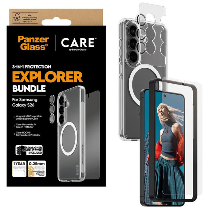 Bundle 3v1 Explorer pre Samsung S26, PanzerGlass