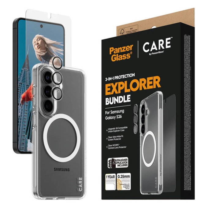 Bundle 3v1 Explorer pre Samsung S26, PanzerGlass