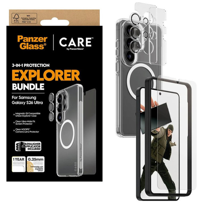 Bundle 3v1 Explorer pre Samsung S26 Ultra, PanzerGlass