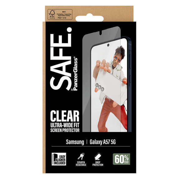 Tvrdené sklo UWF s aplikátorom pre Samsung Galaxy A57, Číra, SAFE by PanzerGlass