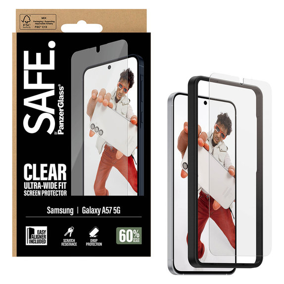 Tvrdené sklo UWF s aplikátorom pre Samsung Galaxy A57, Číra, SAFE by PanzerGlass
