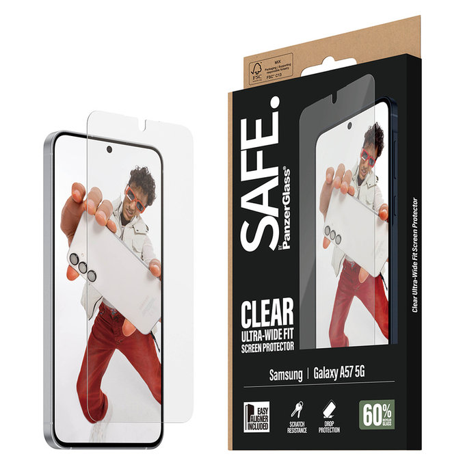 Tvrdené sklo UWF s aplikátorom pre Samsung Galaxy A57, Číra, SAFE by PanzerGlass