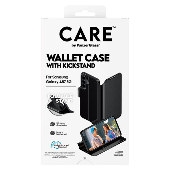 Puzdro Wallet Kickstand pre Samsung Galaxy A57, Čierna, PanzerGlass