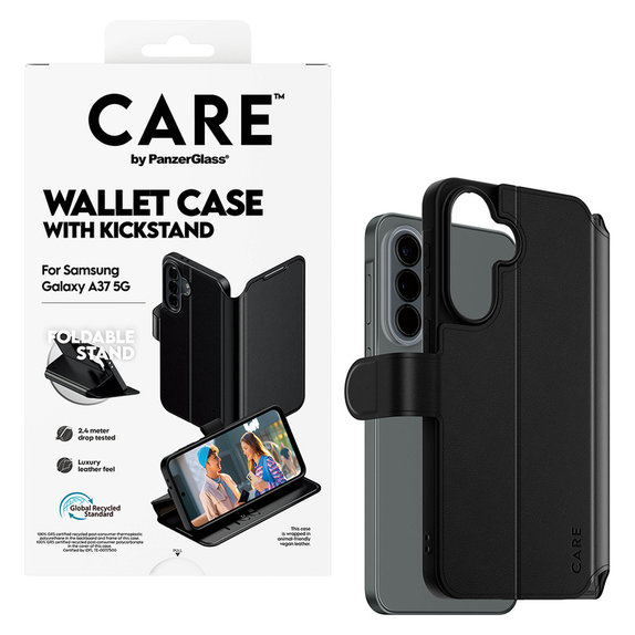 Puzdro Wallet Kickstand pre Samsung Galaxy A37, Čierna, PanzerGlass