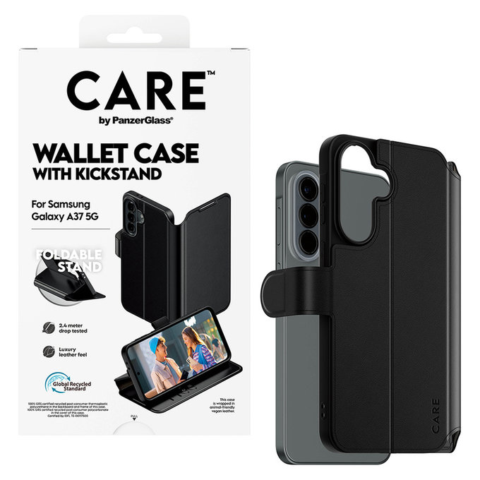 Puzdro Wallet Kickstand pre Samsung Galaxy A37, Čierna, PanzerGlass