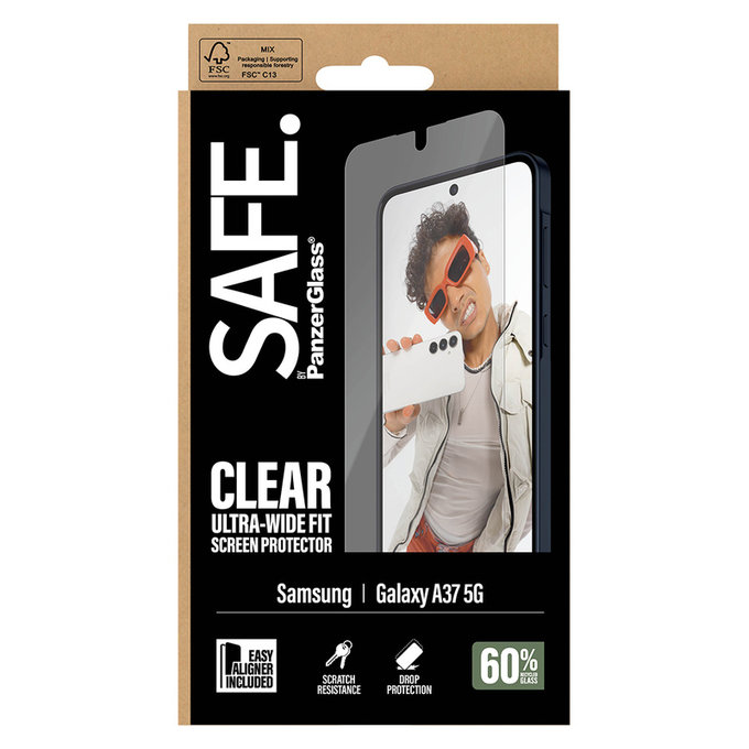 Tvrdené sklo UWF s aplikátorom pre Samsung Galaxy A37, Číra, SAFE by PanzerGlass
