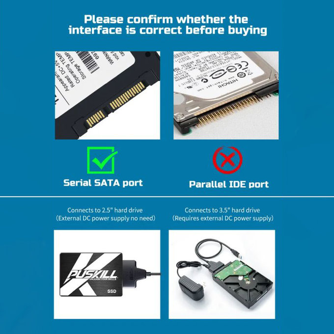 USB 3.0 / USB-C na SATA adaptér pre 2,5" a 3,5" HDD/SSD, s napájacím zdrojom