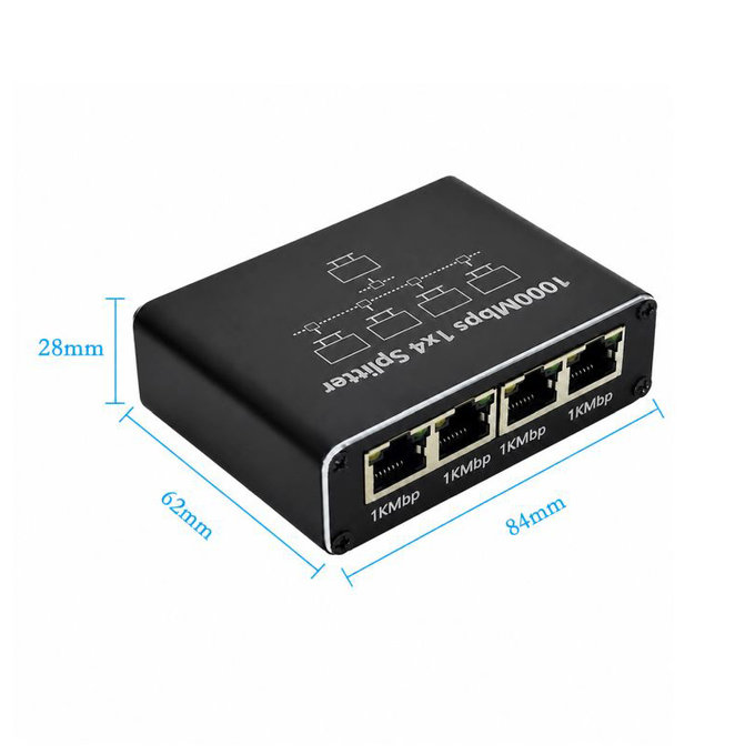 Gigabitový Ethernet switch RJ45, 4 porty, 1000Mbps