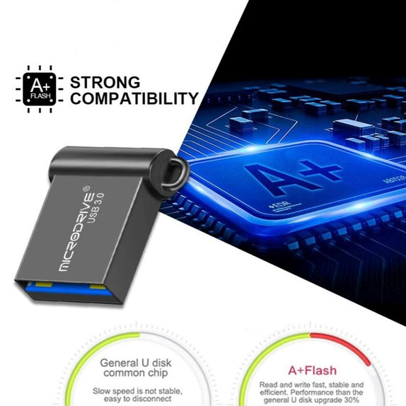 Kovový USB kľúč 64 GB, USB 3.0, strieborný