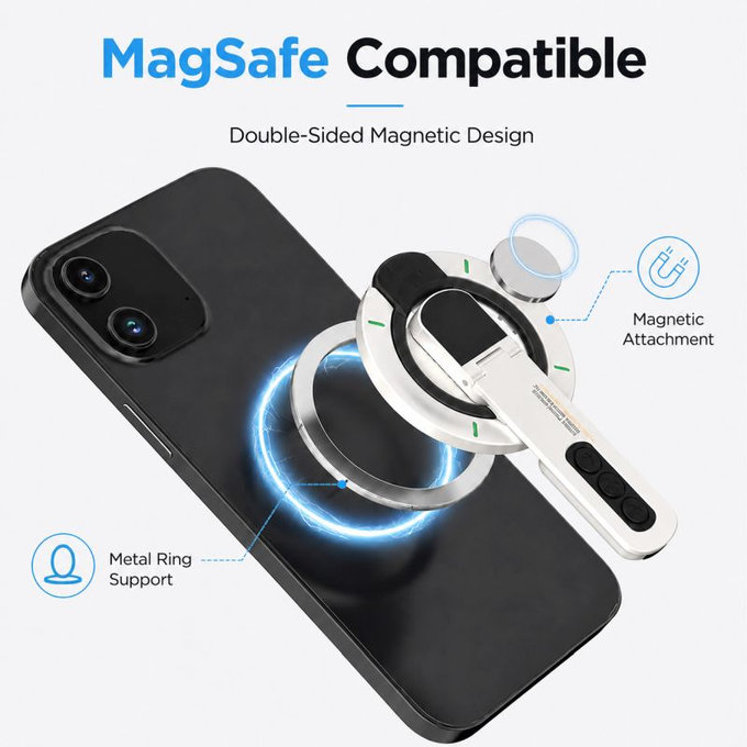Magnetický držiak na telefón so stojanom, kompatibilný s MagSafe, čierny