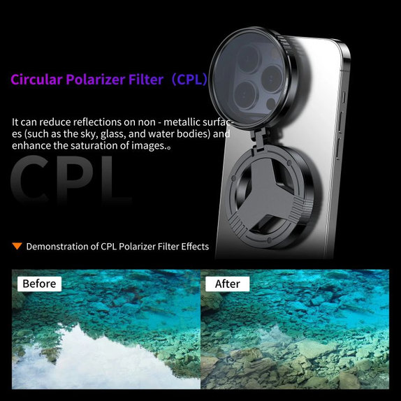 CPL polarizačný filter 52mm s magnetickým držiakom na smartfón