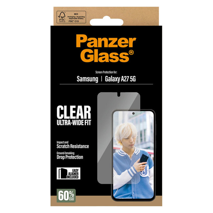 Tvrdené sklo UWF s aplikátorom pre Samsung Galaxy A27, Číra, PanzerGlass