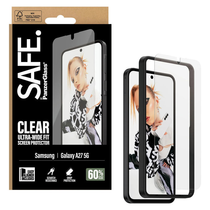 Tvrdené sklo UWF s aplikátorom pre Samsung Galaxy A27, Číra, SAFE by PanzerGlass