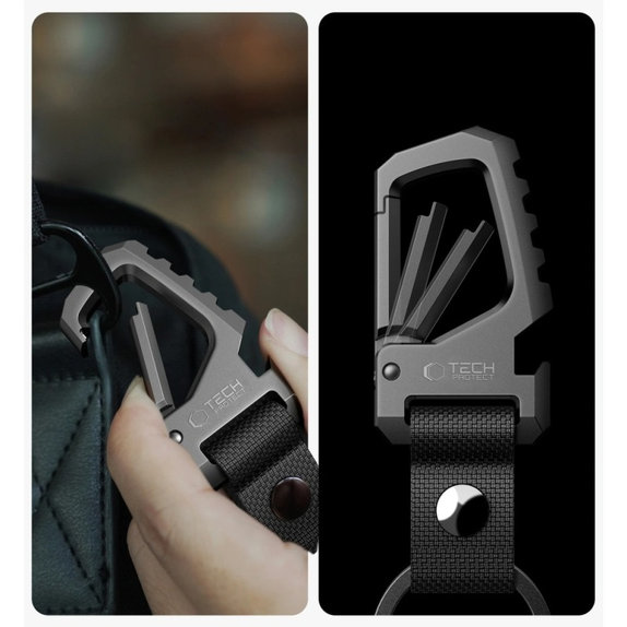 Kľúčenka Slidelock Carabiner Keychain, Gunmetal, Tech-Protect
