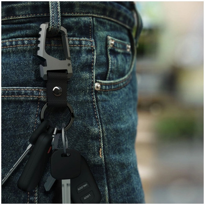 Kľúčenka Slidelock Carabiner Keychain, Gunmetal, Tech-Protect