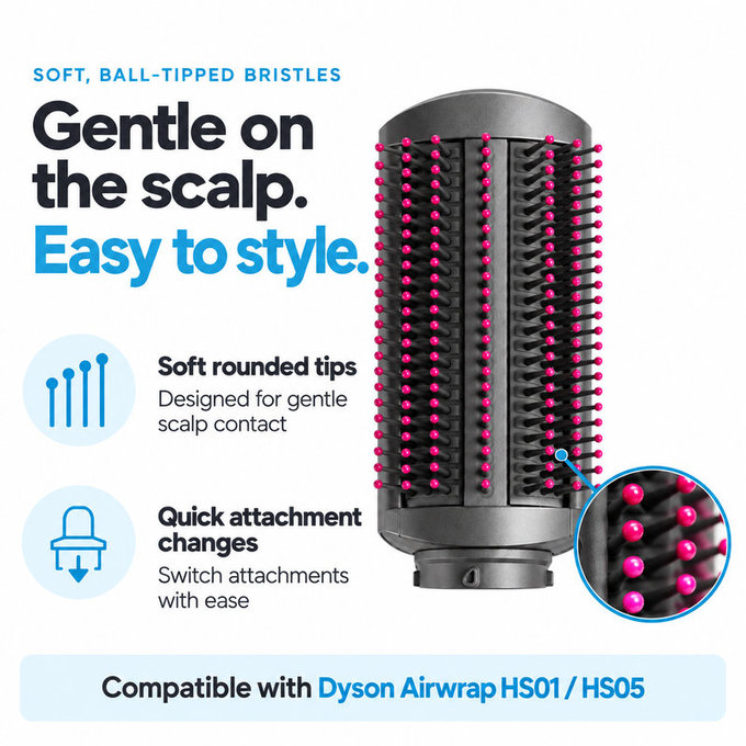 Jemná vyhladzovacia kefa pre Dyson Airwrap HS01, HS05, Iron / Fuchsia