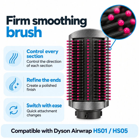 Pevná vyhladzovacia kefa pre Dyson Airwrap HS01, HS05, Iron / Fuchsia