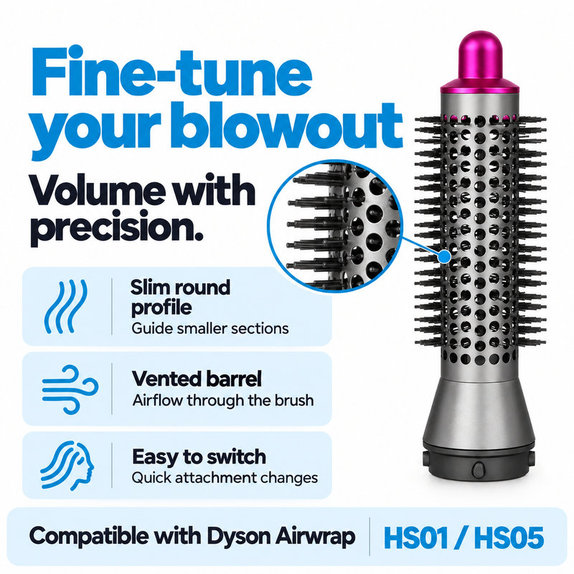 Malá okrúhla kefa na objem pre Dyson Airwrap HS01, HS05, Iron / Fuchsia