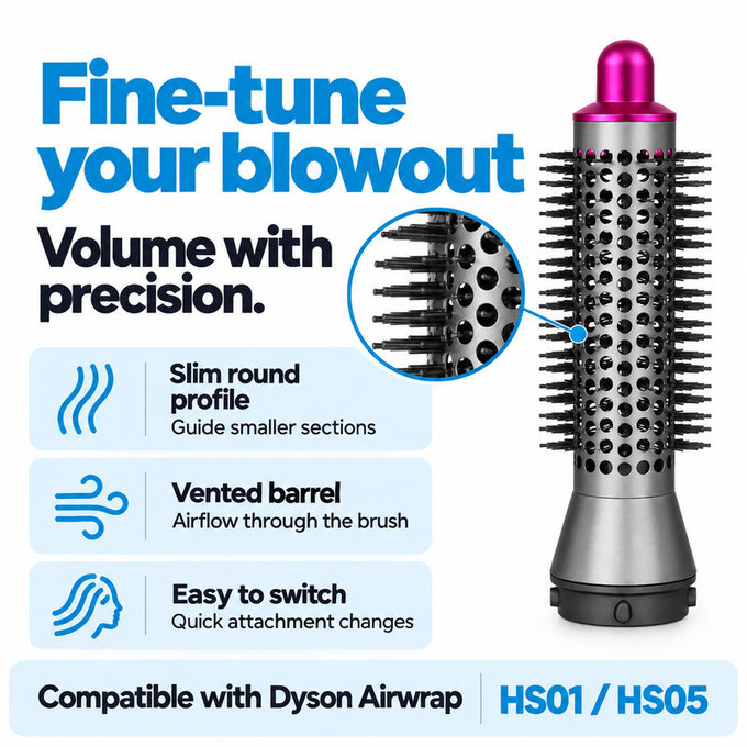 Malá okrúhla kefa na objem pre Dyson Airwrap HS01, HS05, Iron / Fuchsia