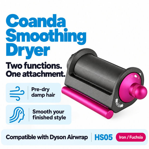 Vyhladzovací a sušiaci nadstavec Coanda pre Dyson Airwrap HS05, Iron / Fuchsia