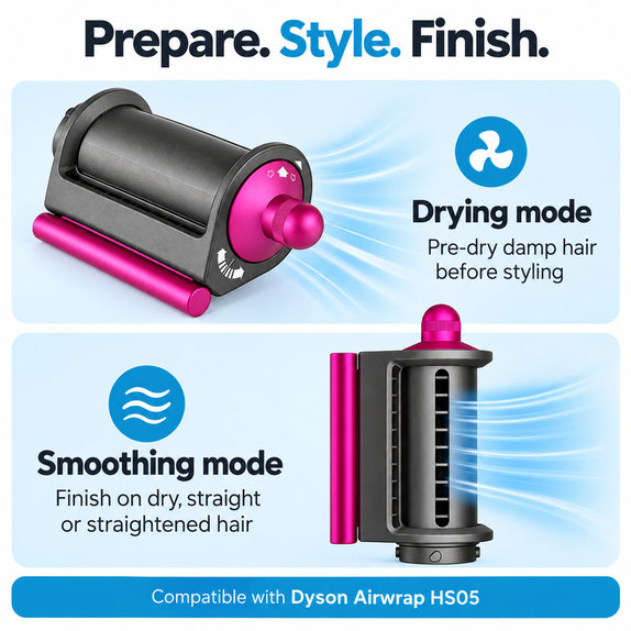 Vyhladzovací a sušiaci nadstavec Coanda pre Dyson Airwrap HS05, Iron / Fuchsia