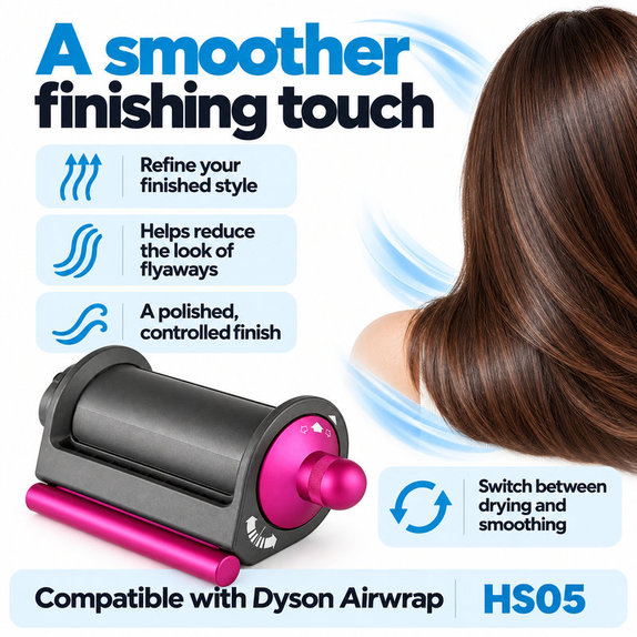 Vyhladzovací a sušiaci nadstavec Coanda pre Dyson Airwrap HS05, Iron / Fuchsia