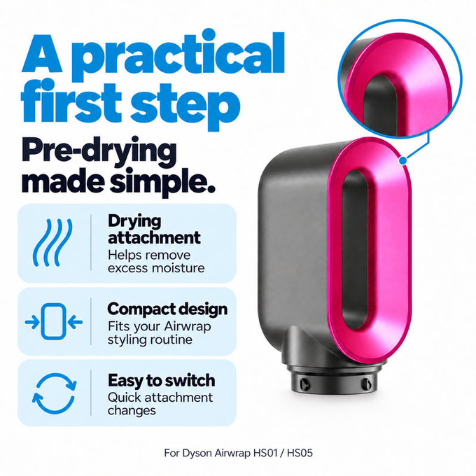 Nadstavec na rýchle sušenie pre Dyson Airwrap HS01, HS05, Iron / Fuchsia