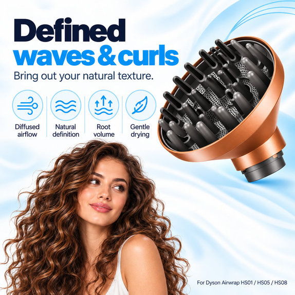 Difuzér Wave + Curl pre Dyson Airwrap HS01, HS05, HS08, Copper