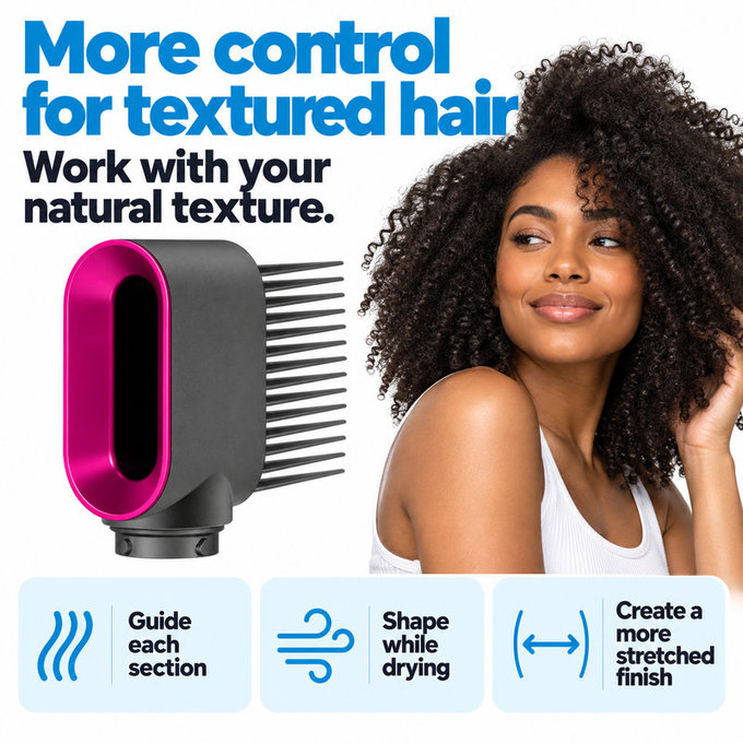 Hrebeň so širokými zubami pre Dyson Airwrap HS01, HS05, Iron / Fuchsia
