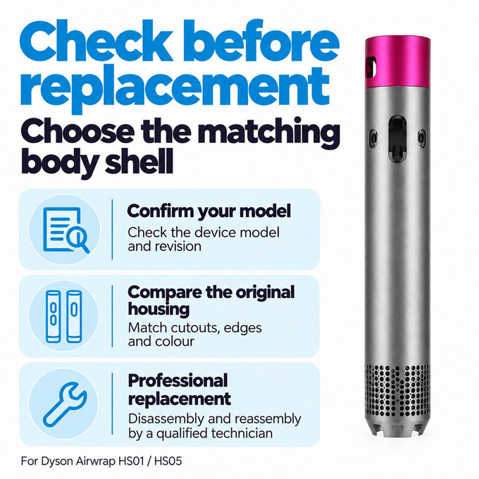 Kryt hlavného tela pre Dyson Airwrap HS01, HS05, Nickel / Fuchsia