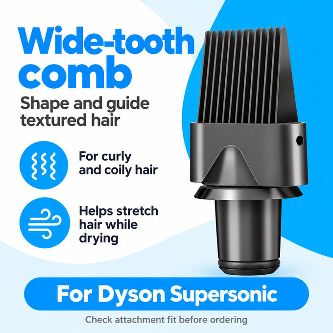 Hrebeň so širokými zubami pre Dyson Supersonic HD01, HD03, HD07, HD15, HD16