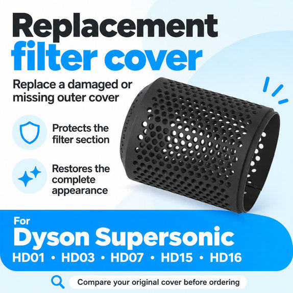 Kryt filtra pre Dyson Supersonic HD01, HD03, HD07, HD15, HD16, Iron / Fuchsia