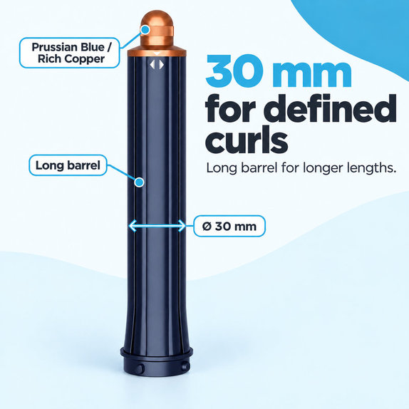 Dlhý kulmovací nadstavec pre Dyson Airwrap HS01, HS05, 30 mm, Prussian Blue / Rich Copper