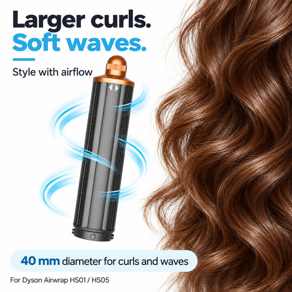 Dlhý kulmovací nadstavec pre Dyson Airwrap HS01, HS05, 40 mm, Nickel / Copper