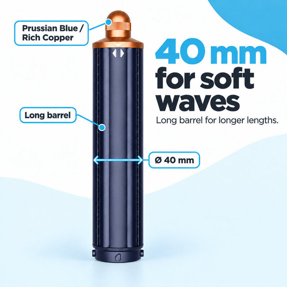 Dlhý kulmovací nadstavec pre Dyson Airwrap HS01, HS05, 40 mm, Prussian Blue / Rich Copper
