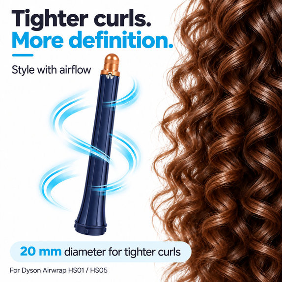 Dlhý kulmovací nadstavec pre Dyson Airwrap HS01, HS05, 20 mm, Prussian Blue / Rich Copper