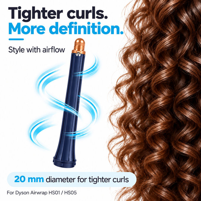 Dlhý kulmovací nadstavec pre Dyson Airwrap HS01, HS05, 20 mm, Prussian Blue / Rich Copper